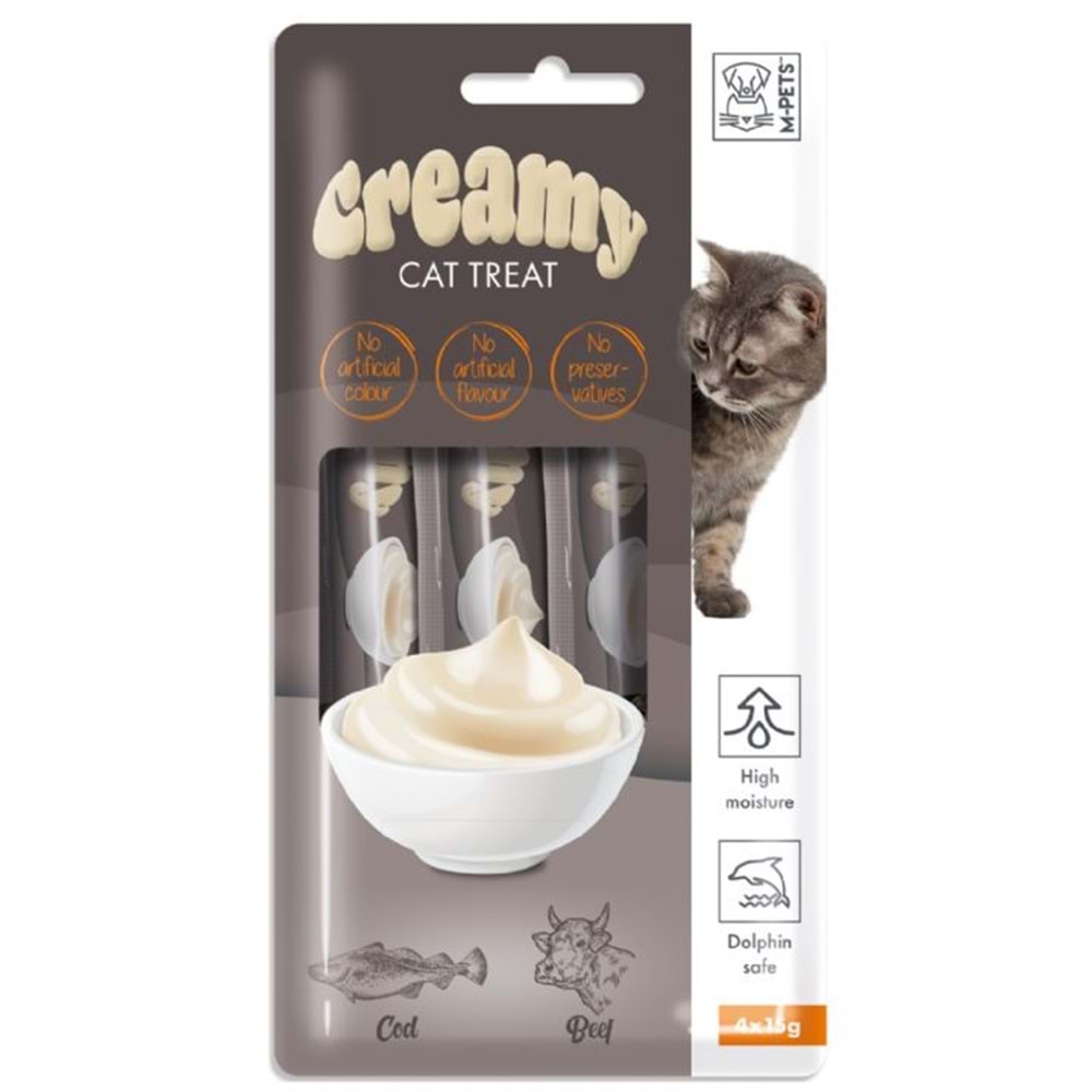 M-Pets Creamy Morina Balıklı Biftekli Kedi Ödülü 4X15Gr