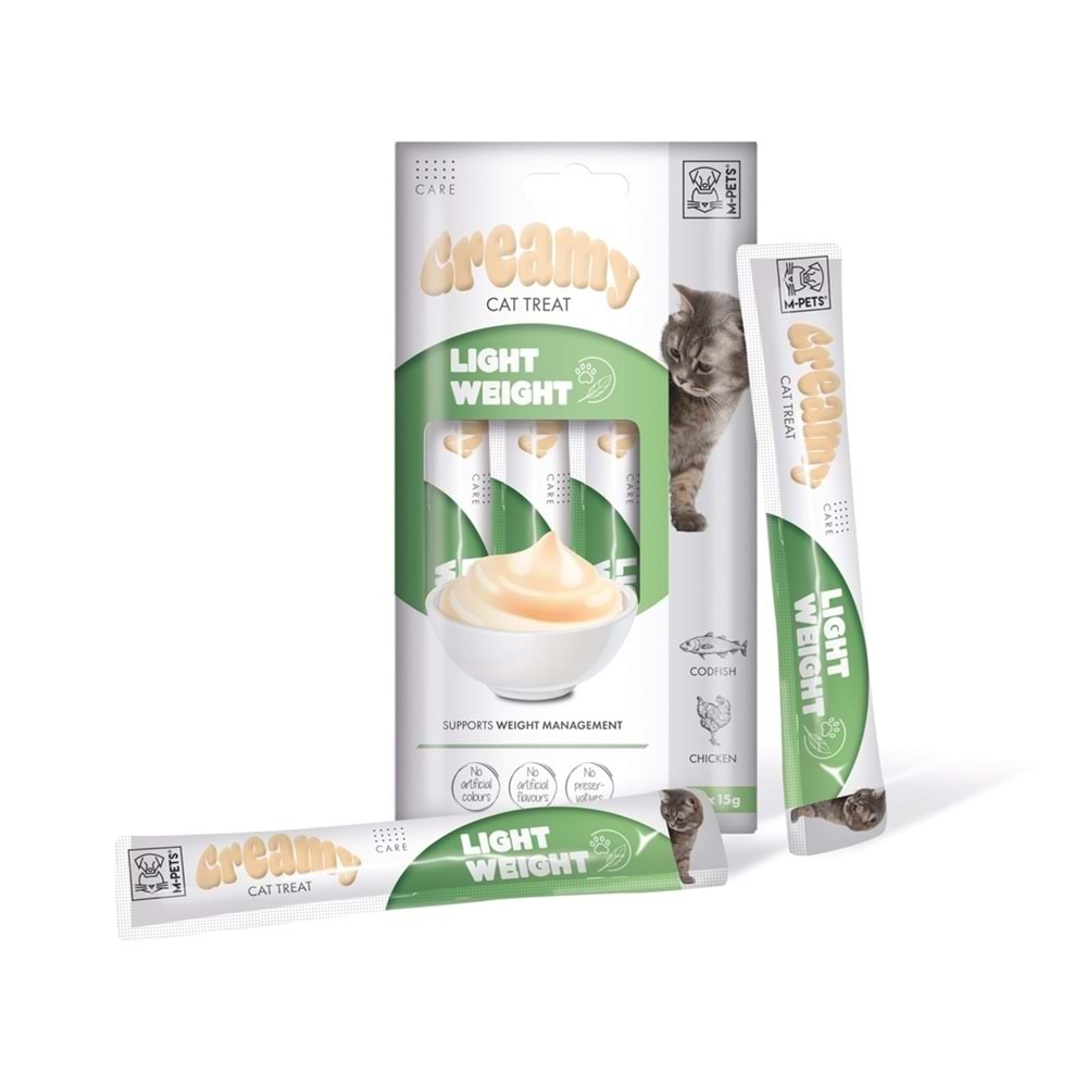 M-PETS LIGHT WEIGHT FONKSİYONEL CREAMY KEDİ ÖDÜLÜ 4X15GR