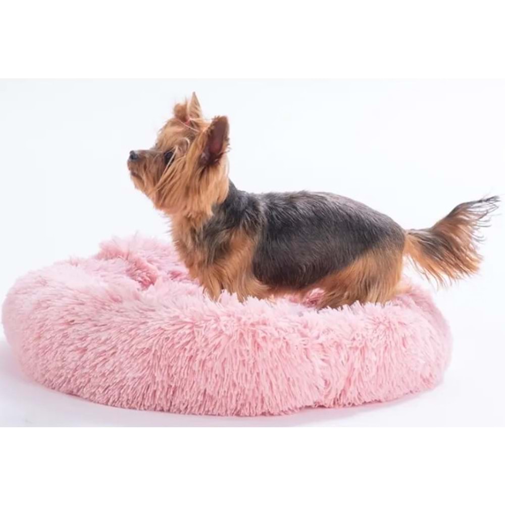 Pembe Donut Kedi Köpek Yatağı-L