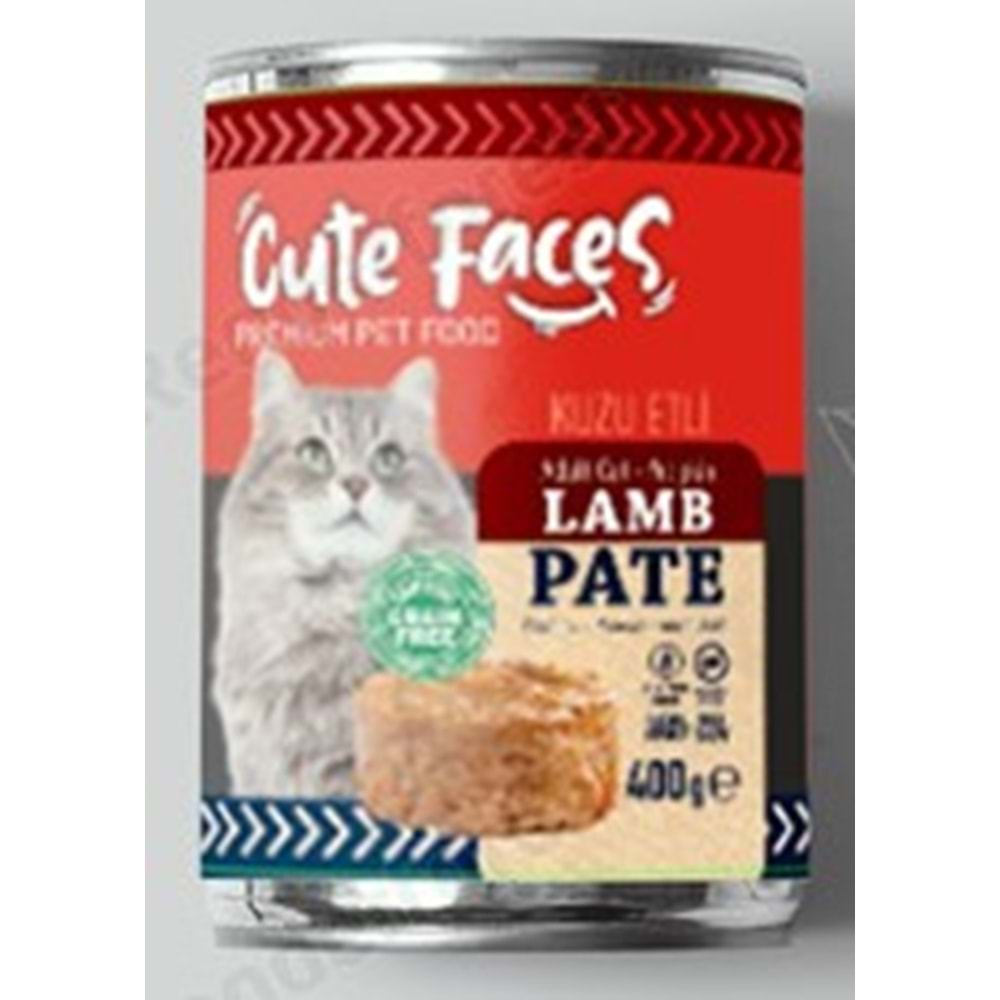 Cute Faces Tahılsız Pate Kuzu Etli Yetişkin Kedi Konserve 400 gr