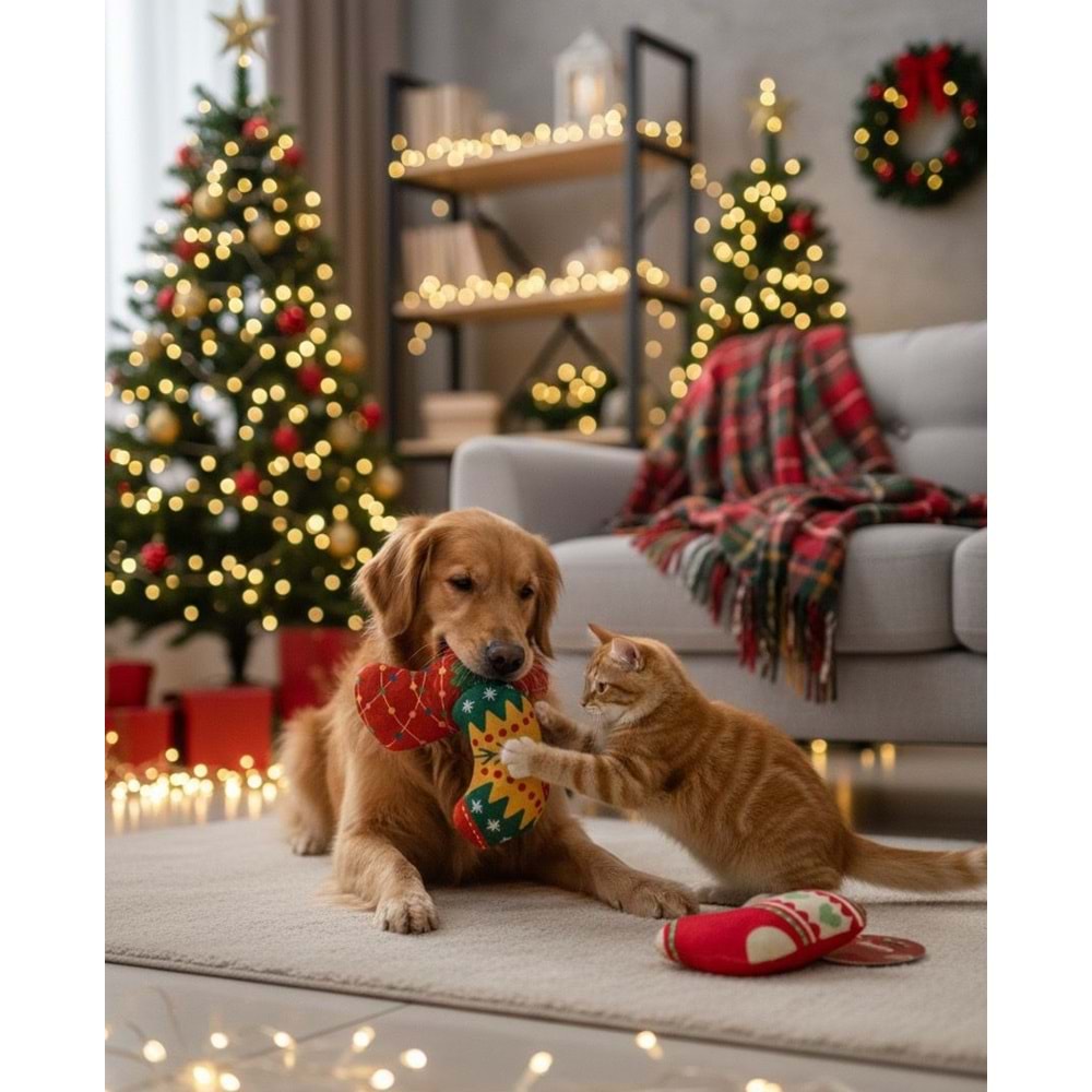 Yılbaşı Konspeti Çorap Desenli Hışırtılı Bez Oyuncak 606