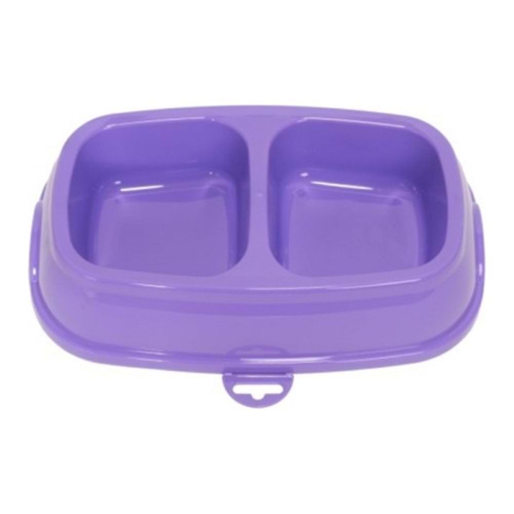 Renkli Kare Mama Kabı Çiftli Plastik Küçük