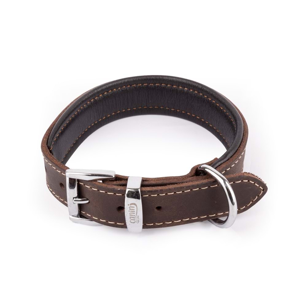 Canini Analin Deri Kahve Köpek Tasması 4 Cm 54-64 Cm Xl