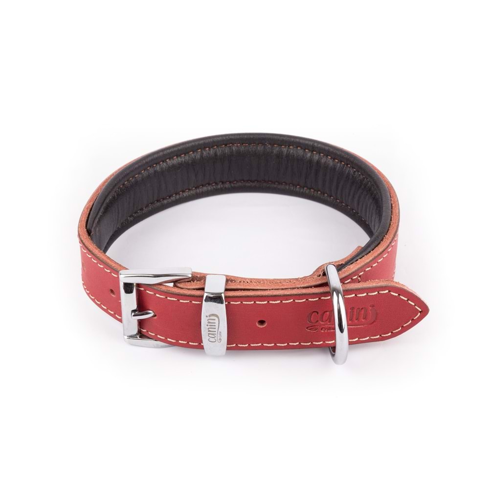Canini Analin Deri Kırmızı Köpek Tasması 2,5 Cm 32-41 Cm S