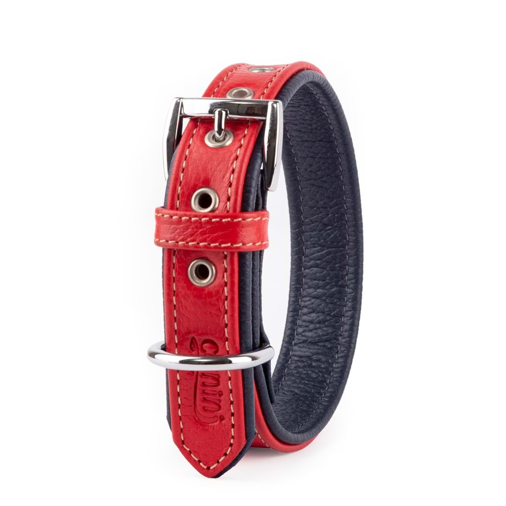 Canini Flotter Deri Kırmızı-Laci Köpek Tasması 2,5 Cm 22-30 Cm Xxs