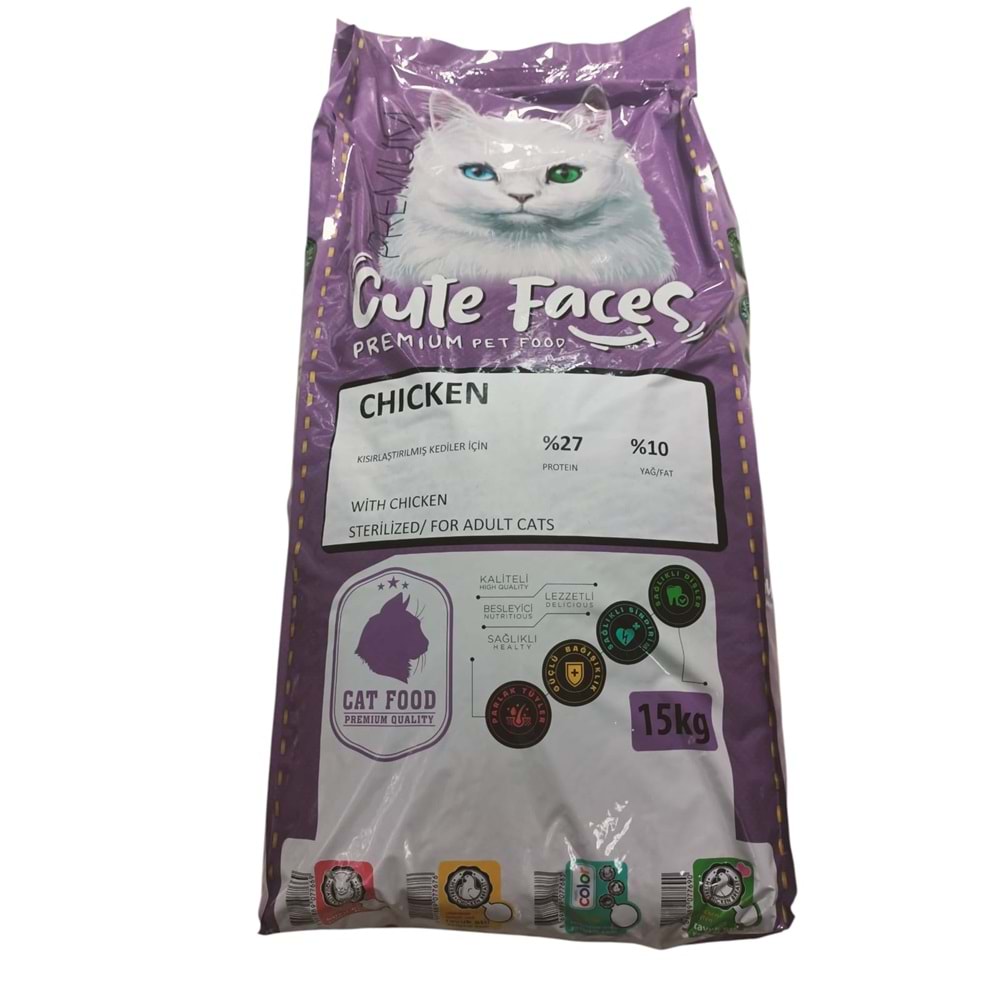 Cute Faces Cat Sterilized 27/10 Chıcken 1 Kg