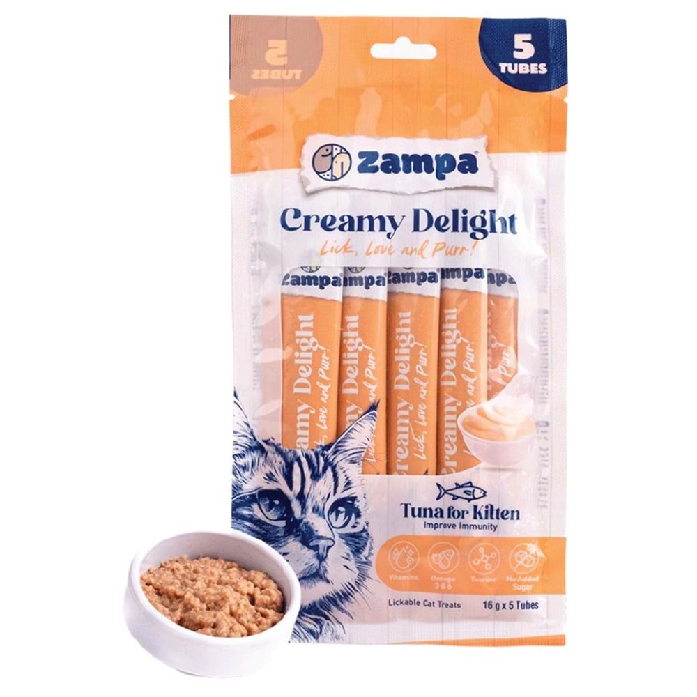 Zampa Creamy Delight Yavru Kediler İçin Ton Balıklı Krema Ödül Maması - 16G X 5 12'Lı