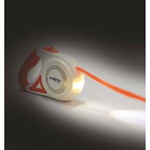 M-Pets Flash Ledli Otomatik Gezdirme Şerit 5Mt/Orange