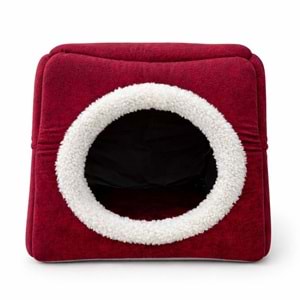 Üç Fonksiyonlu Peluş Yuva Kırmızı Yatak 42X42X40 Cm