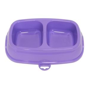 Renkli Kare Mama Kabı Çiftli Plastik Küçük