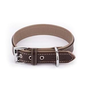 Canini Flotter Deri Kahverengi-Bej Köpek Tasması 3 Cm 47-56 Cm L