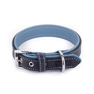 Canini Flotter Deri Lacivert-Turkuaz Köpek Tasması 2,5 Cm 32-41 Cm S