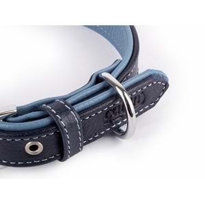 Canini Flotter Deri Lacivert-Turkuaz Köpek Tasması 2,5 Cm 22-30 Cm Xxs