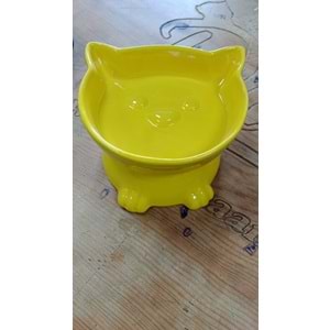 Ayaklı Seramik Kedi Kafa Mama ve Su Kabı 300 ML
