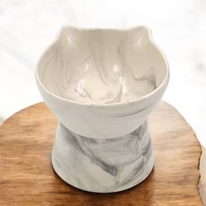 Ayaklı Seramik Kedi Figürlü Mama ve Su Kabı 350 ML