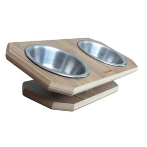 Ahşap Standtlı İkili Mama Kabı 2