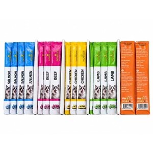 Nobılus Krema 100 lü Eco Paket 5 çeşit (Somon,Dana ETİ,Kuzu,Tavuk,Somonlu ve Balkabaklı)