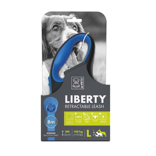 M-PETS LIBERTY OTOMATİK GEZDİRME ŞERİT 8MT/BLUE (L)