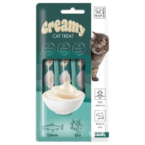 M-Pets Creamy Somon Balıklı Biftekli Kedi Ödülü 4X15Gr