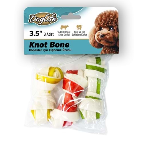 DOGLİFE DÜĞÜMLÜ KEMİK RENKLİ 20GR/AD. 3LÜ