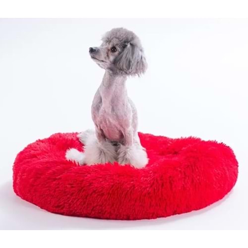 Kırmızı Donut Kedi Köpek Yatağı-S
