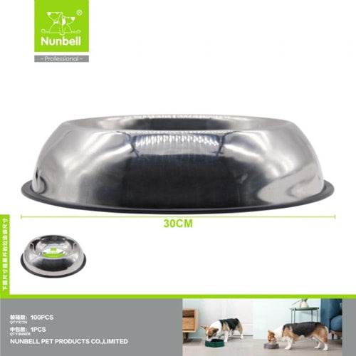 Nunbell Çelik Mama Kabı Oval 30cm