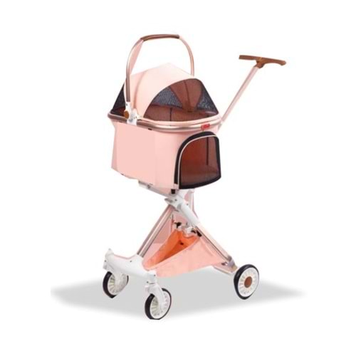EuroDog Katlanabilir Köpek Arabası Pembe 83x48,5x110 Cm