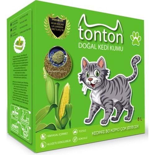 Tonton Mısır Koçanı Granülü Topaklaşan Doğal Kedi Kumu 8 Lt