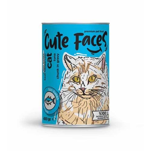 Cute Faces Ton Balıklı Parça Etli Soslu Yetişkin Kedi Konservesi 400 Gr