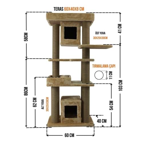Brüksel Tırmalamalı Kedi Evi