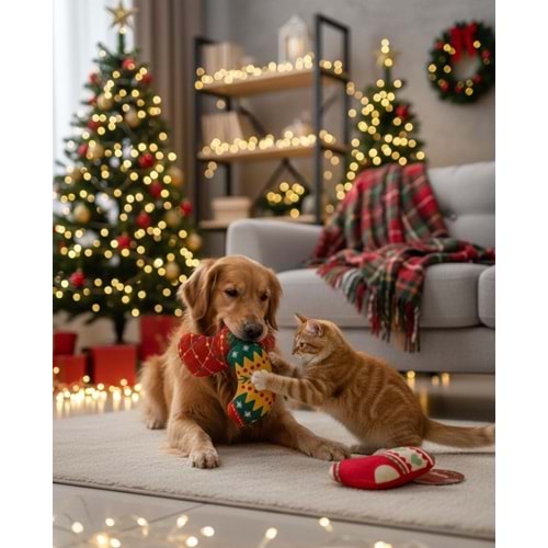 Yılbaşı Konspeti Çorap Desenli Hışırtılı Bez Oyuncak 606