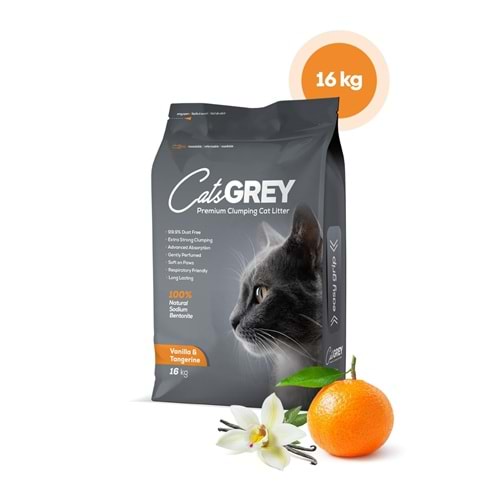 Sandy Cats Grey Vanilya & Mandalina Kokulu Topaklanan Kedi Kumu 16 kg