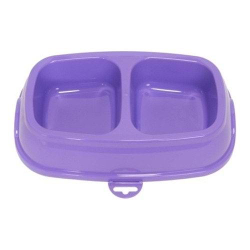 Renkli Kare Mama Kabı Çiftli Plastik Küçük