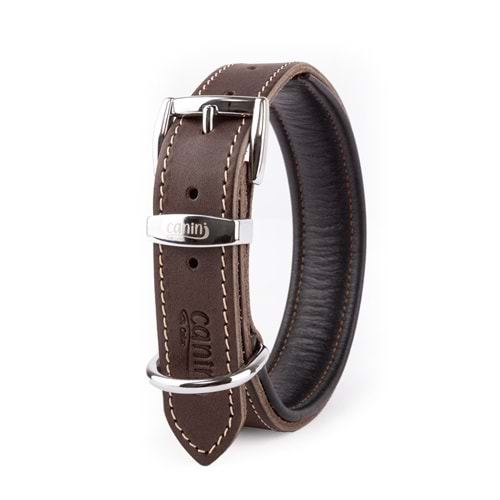 Canini Yağlı Deri Kahverengi Köpek Tasması 4 Cm 54-64 Cm Xl
