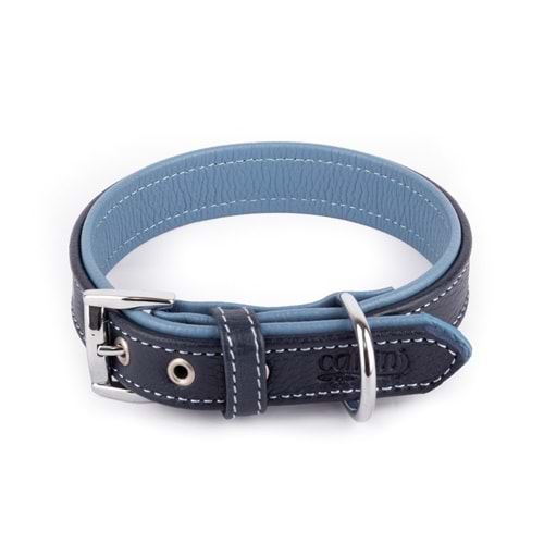 Canini Flotter Deri Lacivert-Mavi Köpek Tasması 3 Cm 47-56 Cm L