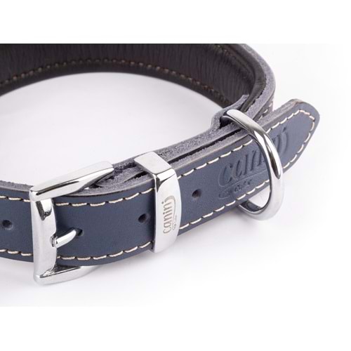 Canini Yağlı Deri Lacivert Köpek Tasması 2 Cm 29-37 Cm XS