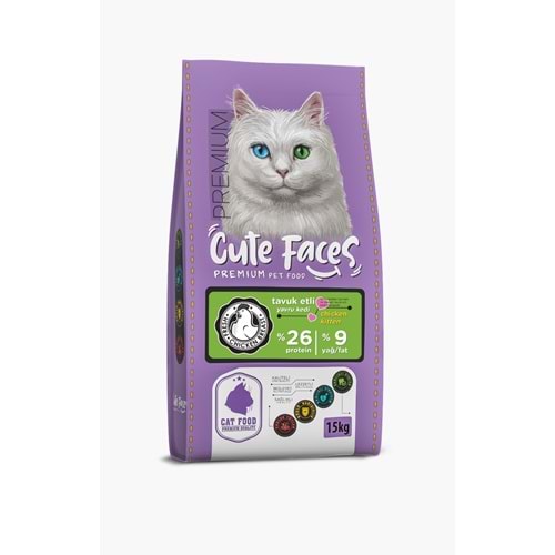 Cute Faces Tavuklu Yavru Kedi Maması 1 Kg