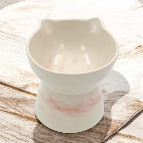 Ayaklı Seramik Kedi Figürlü Mama ve Su Kabı 350 ML