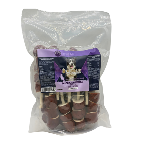 Nobilus Ördek Şiş Kebap Çubukları köpek ödül maması 5 inç / 13 cm 1 Kg