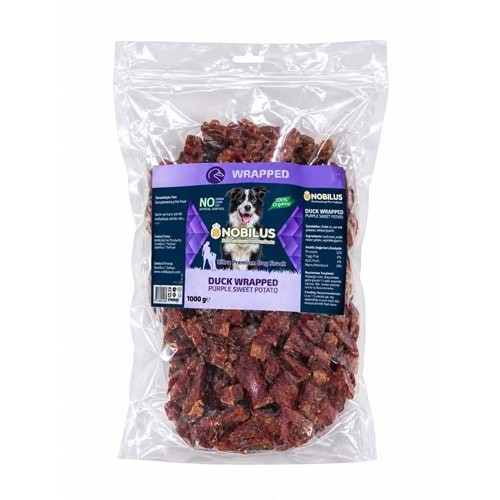 Nobilus Ördek Sargılı Mor Tatlı Patates Köpek Ödül maması 7 cm 1 Kg