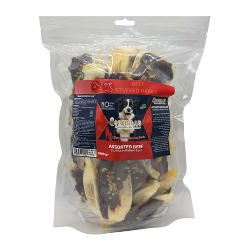 Nobilus Sığır Eti Dolgulu Tavşan Kulağıı Köpek Ödül maması 10cm 1 Kg