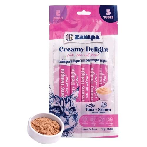 Zampa Creamy Delight Ton Balıklı & Somonlu Kedi Krema Ödül Maması - 16 Gr X 5