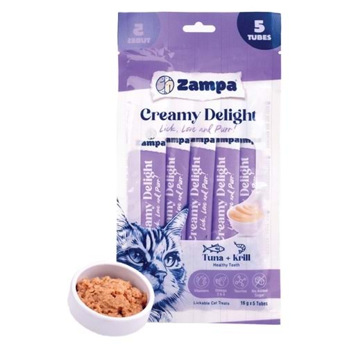 Zampa Creamy Delight Ton Balıklı & Krill Kedi Krema Ödül Maması - 16 Gr X 5