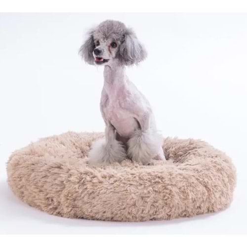 Bej Donut Kedi Köpek Yatağı-S