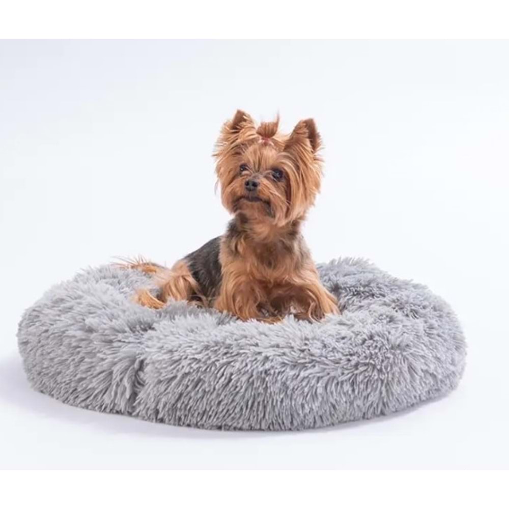 Gri Donut Kedi Köpek Yatağı-L