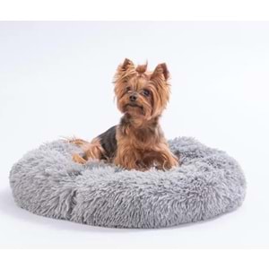 Gri Donut Kedi Köpek Yatağı-S