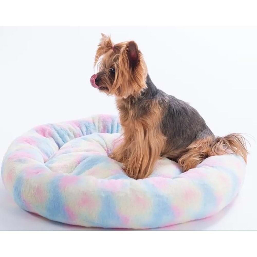 Colourful-Renkli Donut Kedi Köpek Yatağı-M