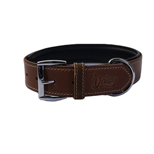 Daisy Yağlı Deri Köpek Tasması Xl-4Cm Taba