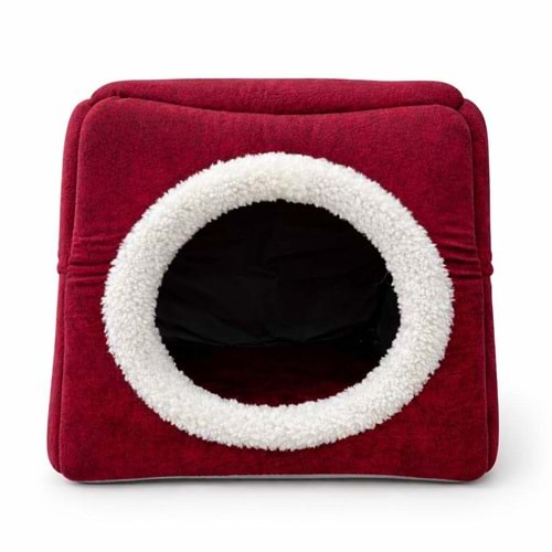 Üç Fonksiyonlu Peluş Yuva Kırmızı Yatak 42X42X40 Cm