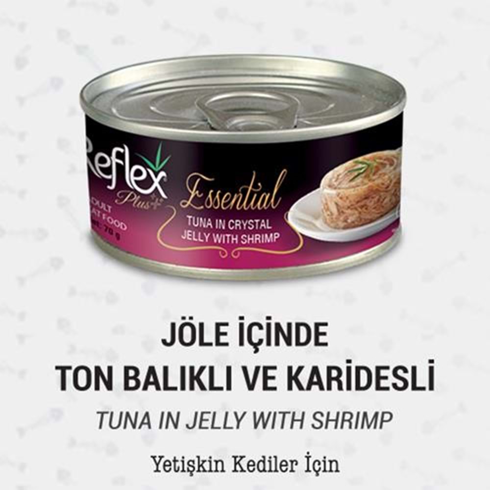 Reflex Plus+ Essential Jöle İçinde Ton Balıklı & Karidesli Yetişkin Kedi Konservesi 70Gr